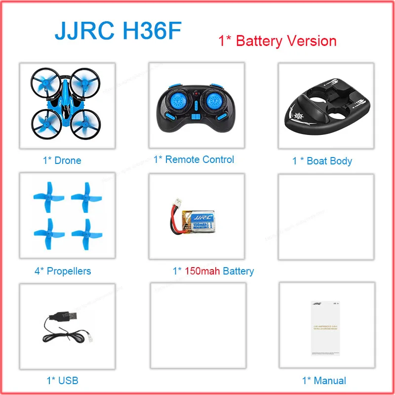 JJRC H36F RC Mini Drone 3in1 TERZETTO Boot Auto Wasser Boden Modus Air Modus Höhe Halten Headles Modus RC