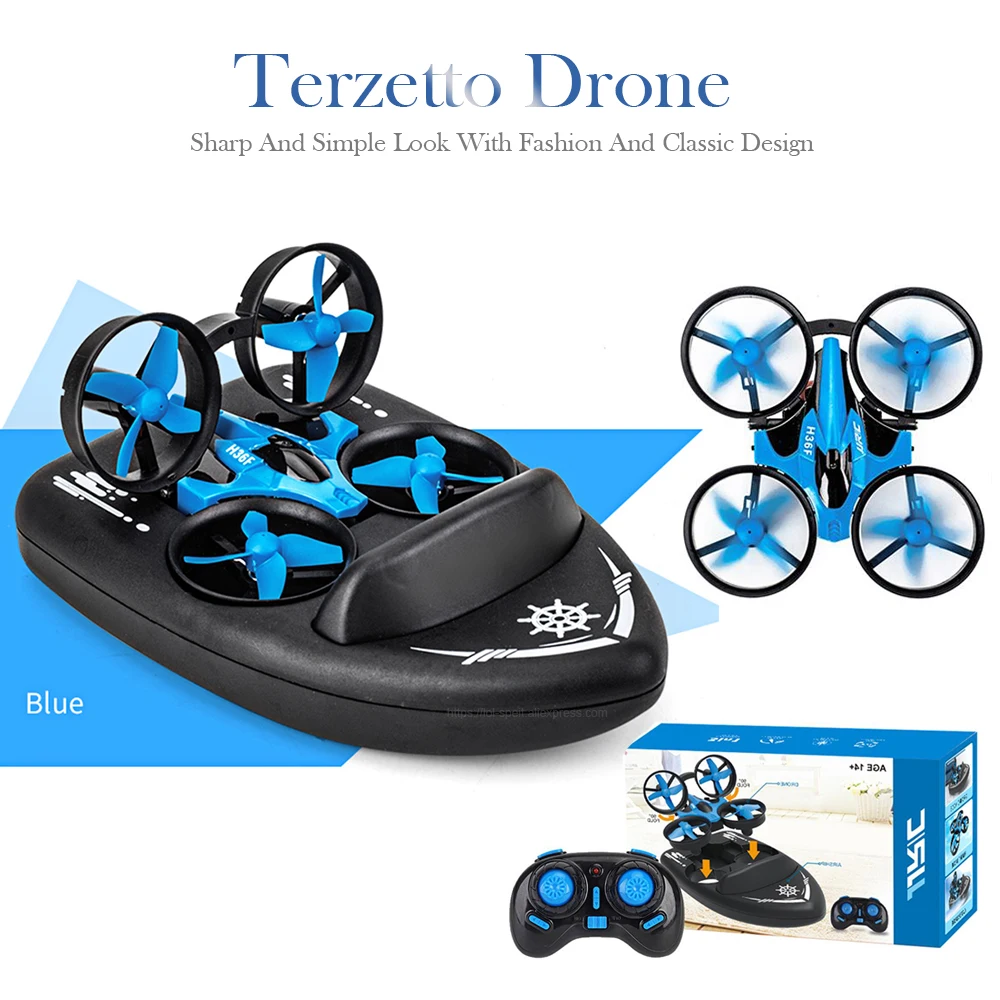 JJRC H36F RC Mini Drone 3in1 TERZETTO Boot Auto Wasser Boden Modus Air Modus Höhe Halten Headles Modus RC