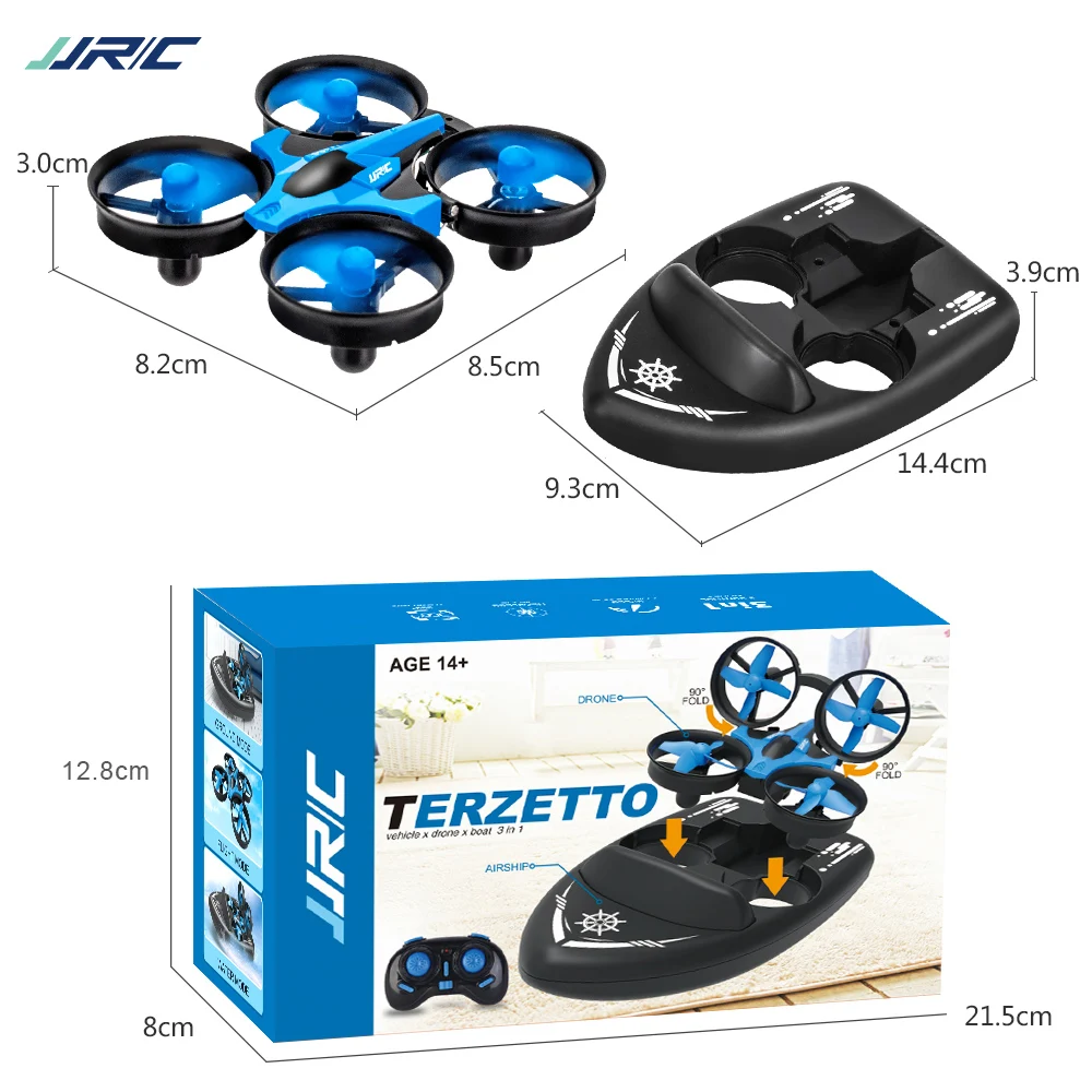 JJRC H36F RC Mini Drone 3in1 TERZETTO Boot Auto Wasser Boden Modus Air – Bild 6
