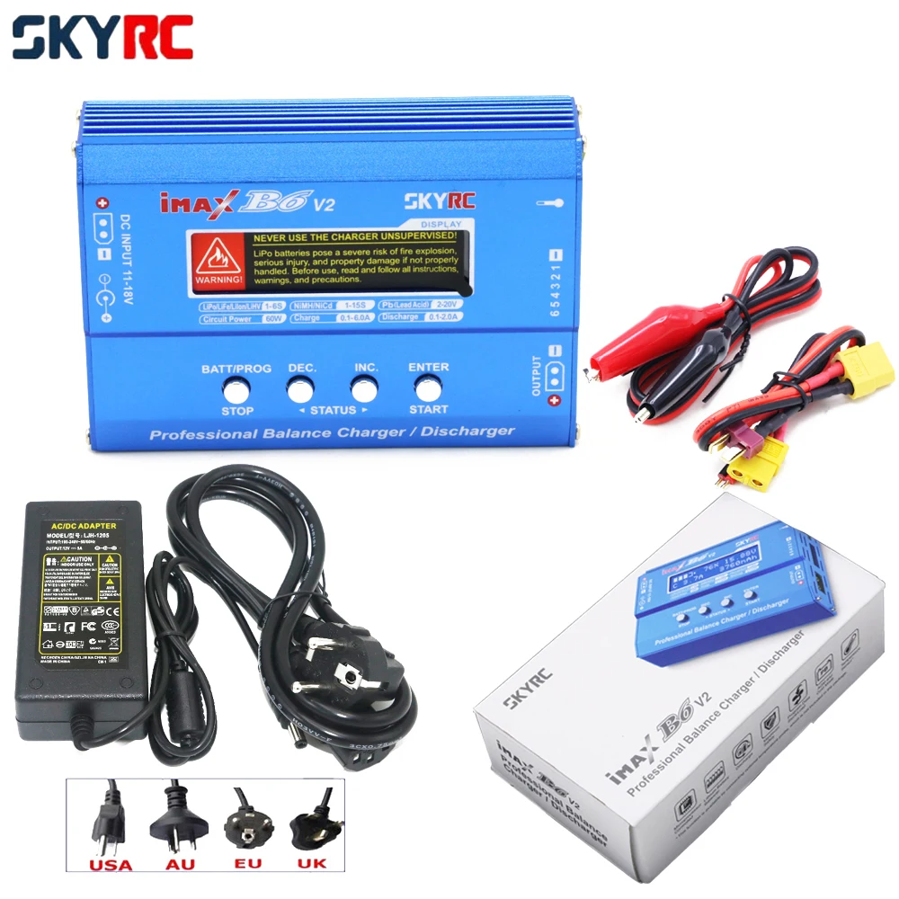 SKYRC IMAX B6 V2 Digitales RC Lipo NiMh Akku-Balancer-Ladegerät mit 12V 5A Netzteil (EU/US/UK/AU Stecker)