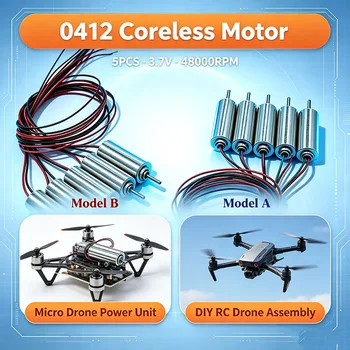 0412 Mini Kernloser Motor 4mm*12mm Mikro 412 Hohlwellen-Ultra-Hochgeschwindigkeitsmotor 48000 U/min (5 Stück)