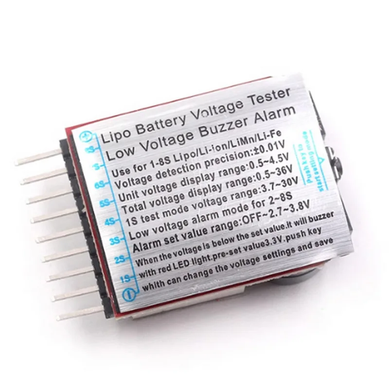 Lipo Batteriespannungsprüfer Voltmeter Monitor Summer Alarm 1-8s – Bild 5