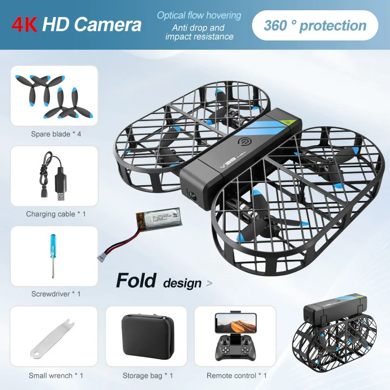 8K HD-Kamera 360° ° Schutz Optischer Flusslokalisierung FPV RC MINI Drohne 2.4G Attitude Hover Faltbarer
