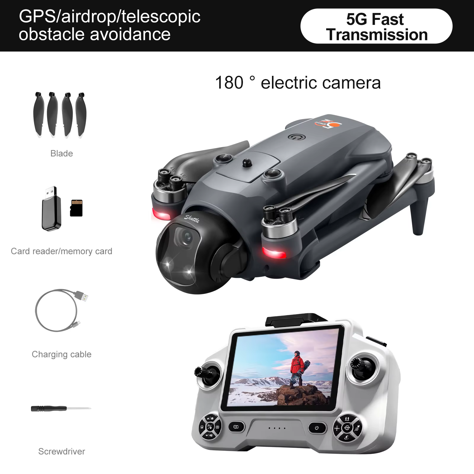 YL059 RC Quadcopter Drohne mit 4K Kamera, 23 Min. FPV GPS Flugzeit, Optische Flusspositionierung, Automatische
