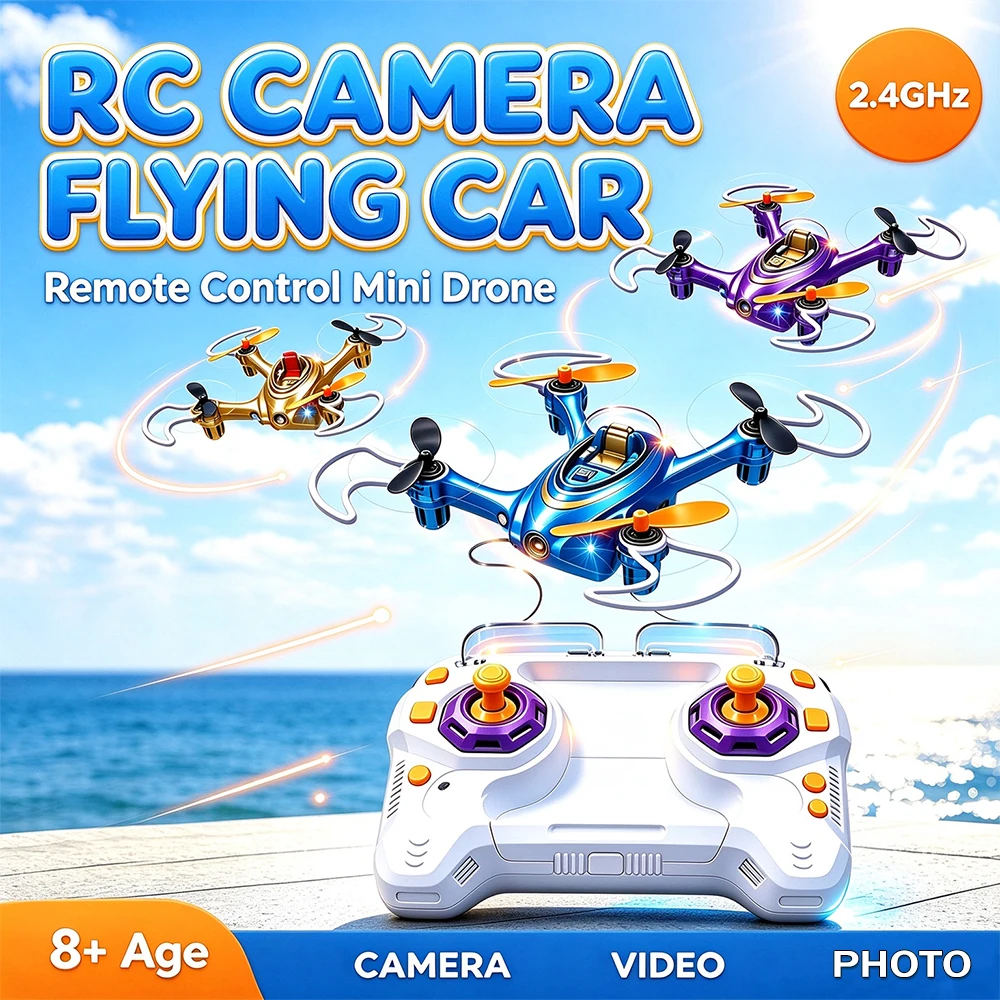 RC Kamera Fliegendes Auto 2,4GHz Mini Drohne Ferngesteuerter Quadcopter Kamera Foto Video Kinder Outdoor RC