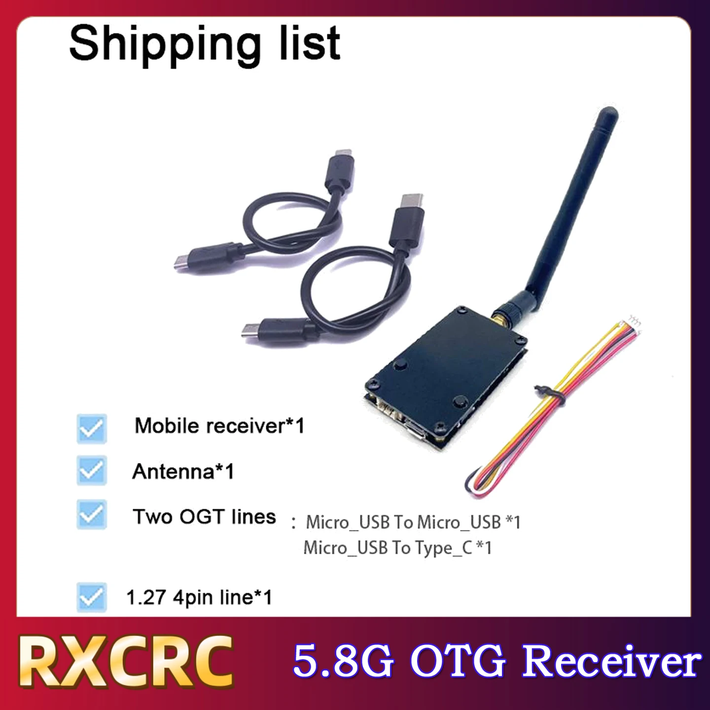 RXCRC FPV 56CH 5,8G 720*480 UVC-Empfänger OTG VR Android-Telefon Tablet Smartphone für AV-Monitor Empfänger