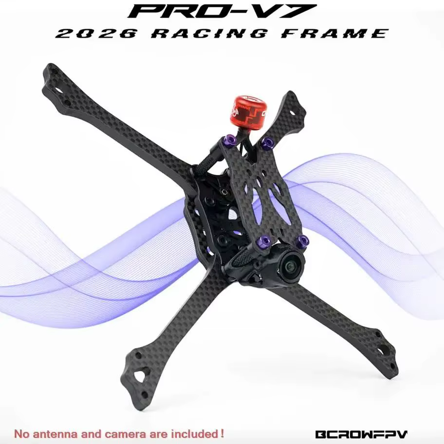BCROWFPV PRO-V7 Racing Drone Rahmen Kit Modell, Carbon Fiber FPV Quadcopter Rahmen für 5 Zoll DIY Drone