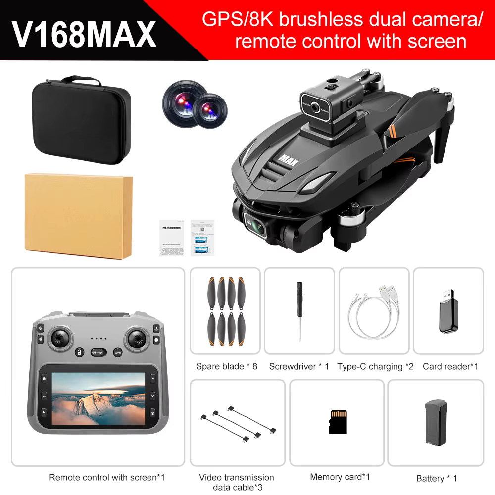 2025 V168 Pro MAX GPS-Drohne 8K Professionelle HD-Kamera 5G WIFI FPV 360 ° Hindernisvermeidung, bürstenloser