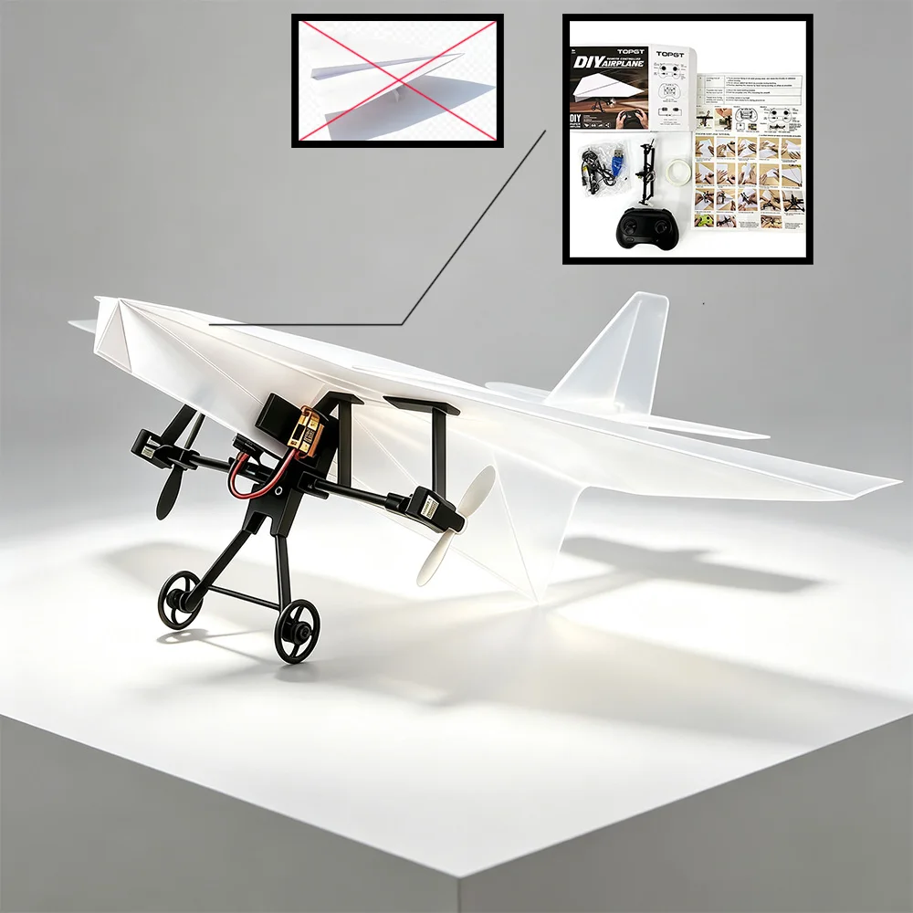RC Papierflugzeug Elektrisches DIY RC Papierflugzeug-Set Faltbares Ferngesteuertes Flugzeug Leichtes Stabiles