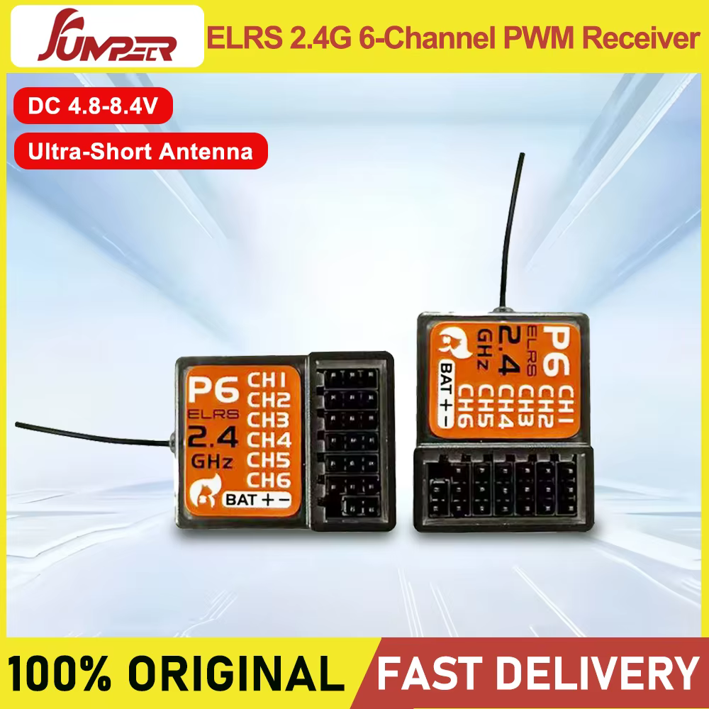 JumperRC ELRS 2,4G 6-Kanal PWM-Empfänger für Modellflugzeuge und PFV-Drohnen mit Spannungsfeedback