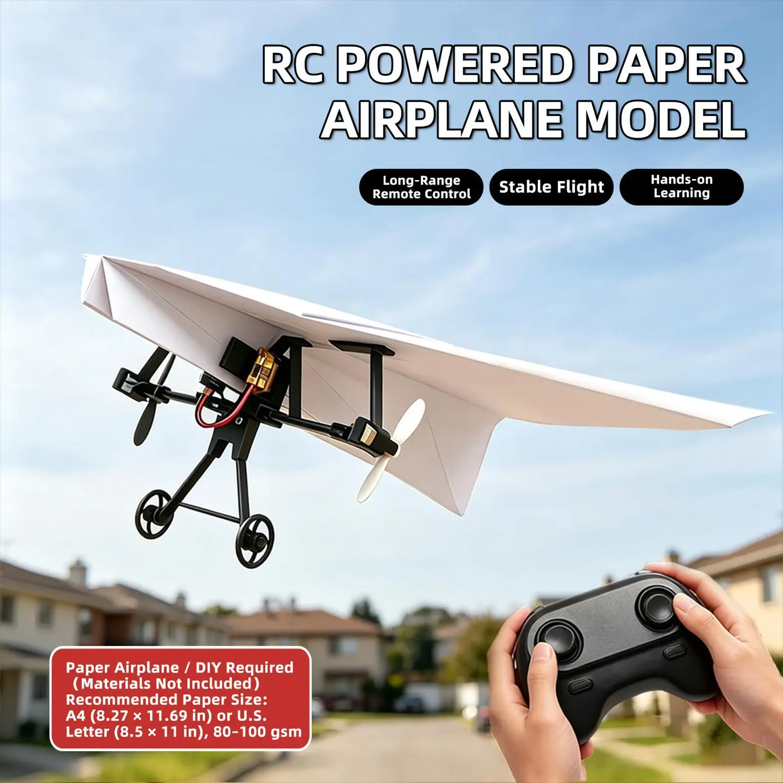 Ferngesteuertes Flugzeug, DIY-Set für ein RC-Papierflugzeug, Flugzeugspielzeug mit Gyro-Stabilisator