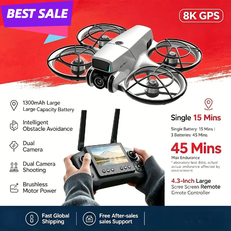 Drohne mit GPS, Quad-Kamera, Dual-Objektiv, 2.4G WiFi, optischem Fluss, bürstenlosem Motor, HD