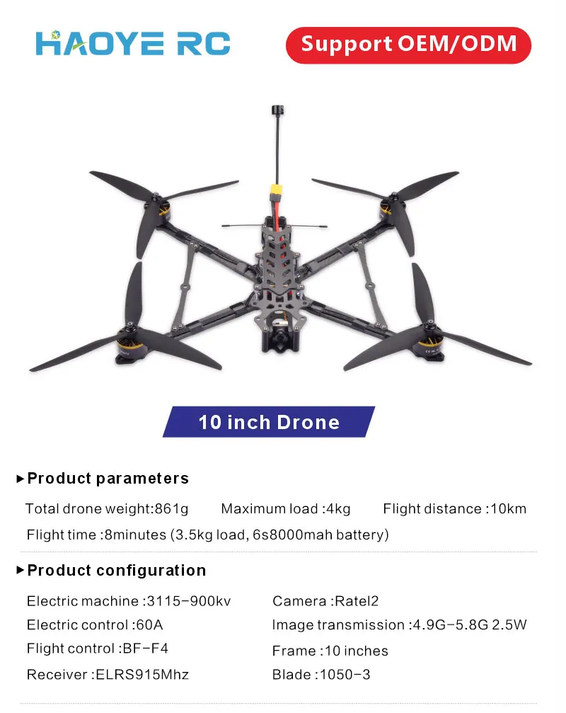 FPV-Renndrohne Mark4 V2 10-Zoll Montierter Wurf- und Schwebeflug Langstrecken-Quadcopter mit 5kg