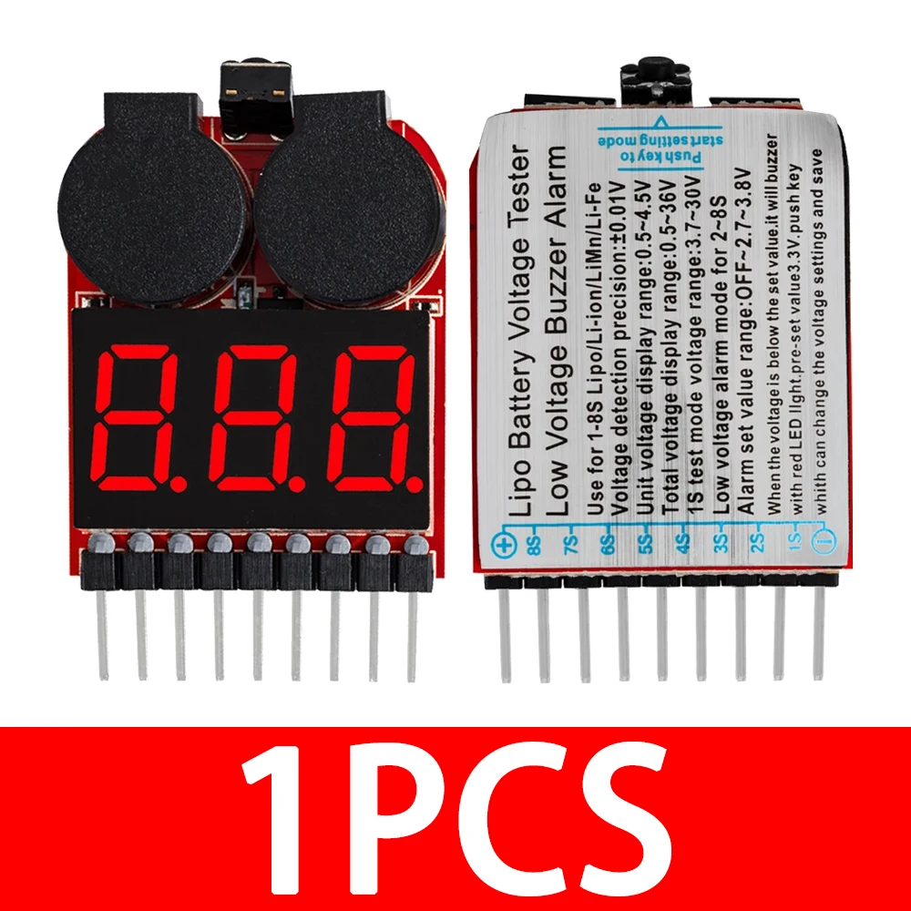 F00872 Lipo Batterie Spannungsprüfer Volt Meter Anzeige Checker Dual Lautsprecher 1S-8S Niederspannung Summer