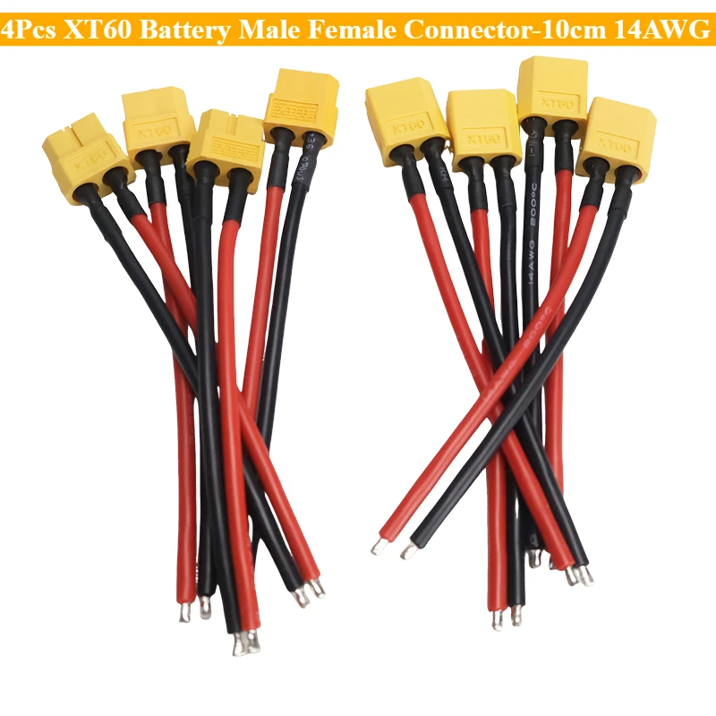 XT60 Batterie männlich weiblich Stecker - 10 cm 14AWG Silikondrahtkabel für RC Flugzeug Lipo (4 Stück)