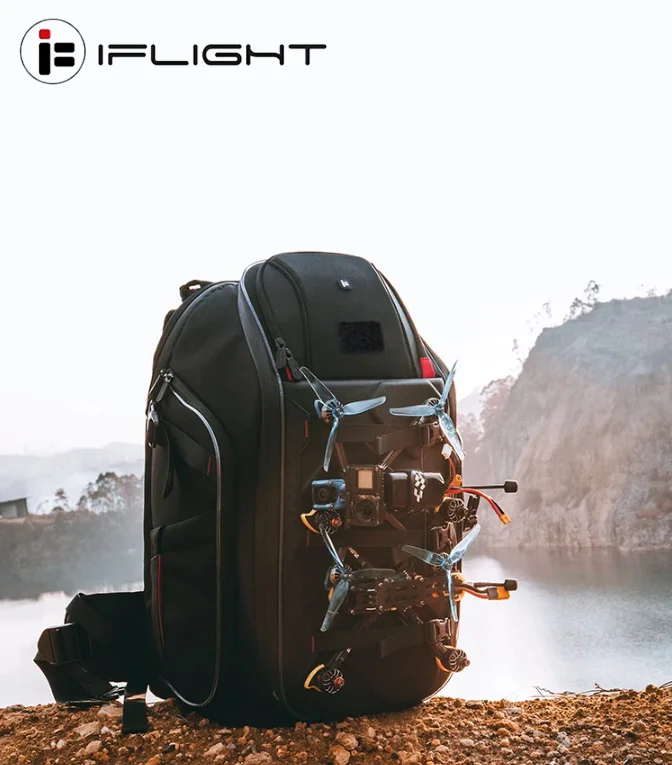 IFlight FPV Drohnen-Rucksack 33L, 530x340x260mm mit anpassbaren Fächern & RGB LED-Stromversorgungsmodul