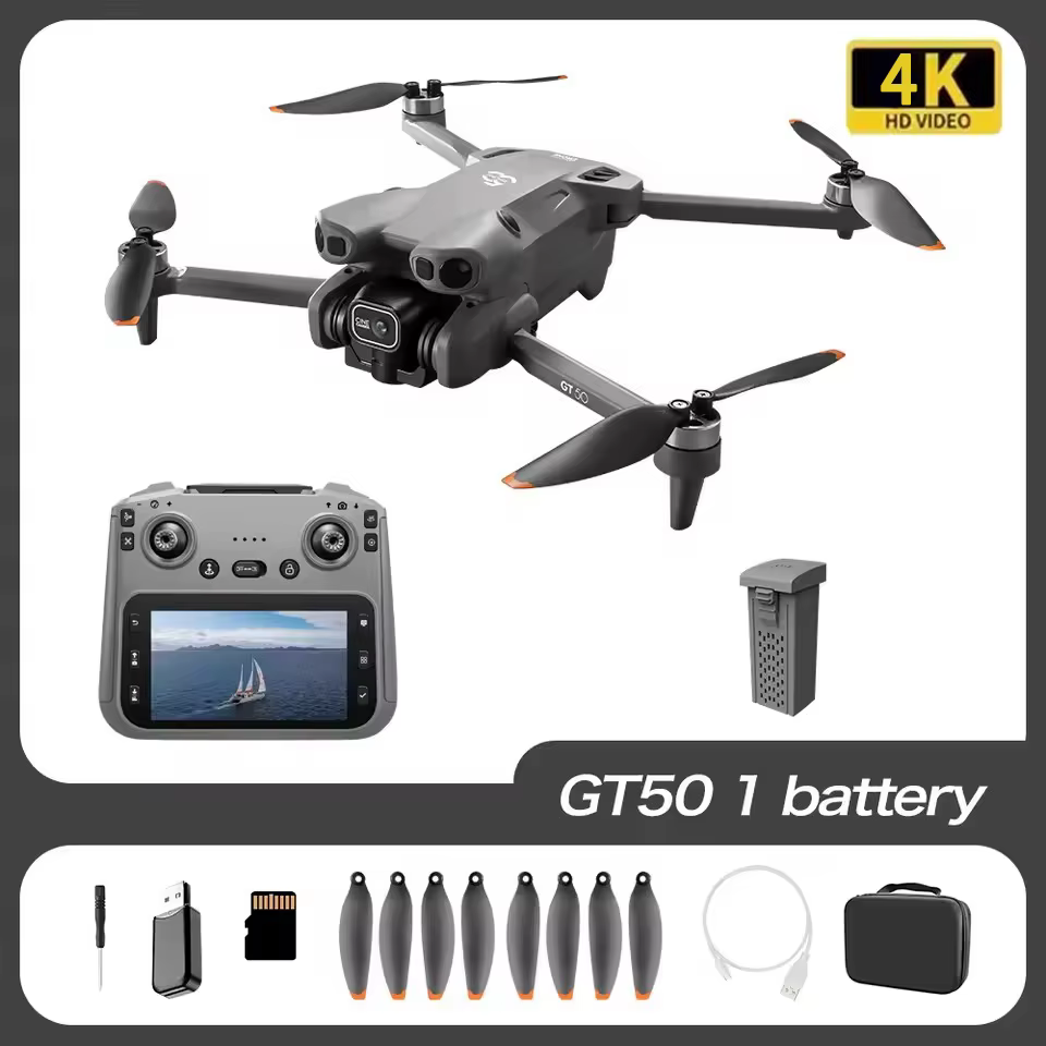 GT50 GPS-Drohne, 8K Dual-Kamera & 4,3-Zoll-Bildschirm, 360° ° Hindernisvermeidung, Bürstenloser Motor