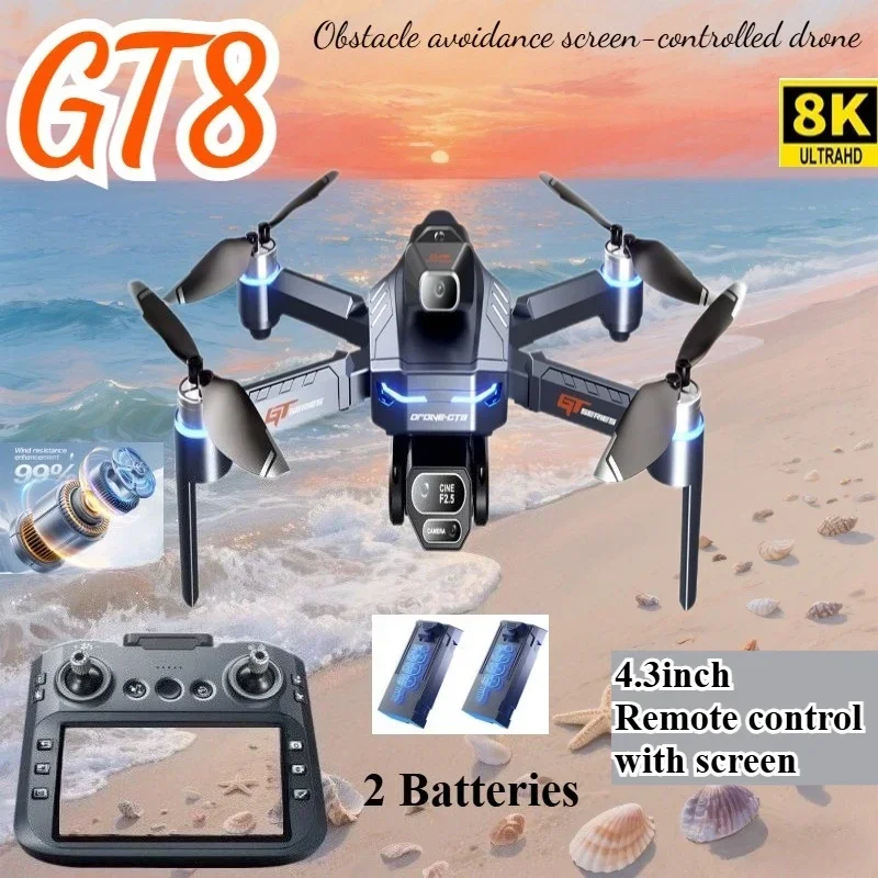 Drohne 4K HD GT8 Kamera Hindernisvermeidung Luftaufnahmen Bürstenlose Drohne mit Bildschirm faltbare RC Drohne