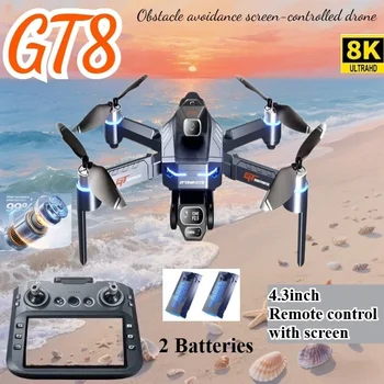Drohne 4K HD GT8 Kamera Hindernisvermeidung Luftaufnahmen Bürstenlose Drohne mit Bildschirm faltbare RC Drohne