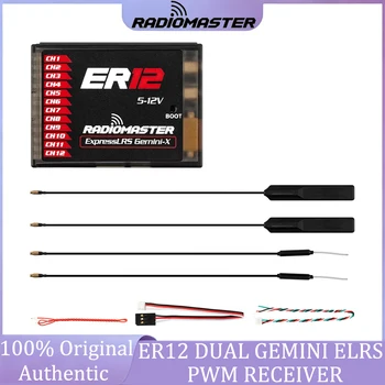 RadioMaster ER12 2.4G Gemini ELRS PWM-Empfänger 12CH CRSF Telemetrie 1000Hz für Starrflügler-Drohnen
