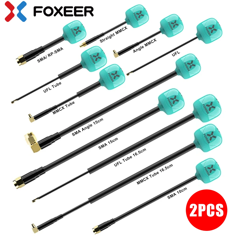 FOXEER FPV Antenne Lollipop 4 Plus 4+ 2 Stück 5,8G 2,6dBi Omni Mini Antenne RHCP LHCP SMA RPSMA MMCX UFL