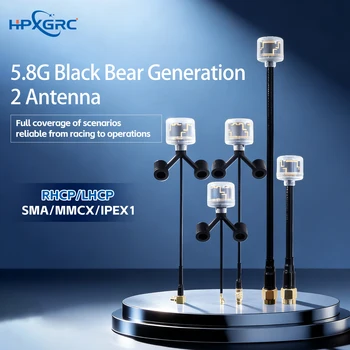 HPXGRC 5.8G Black Bear FPV-Antenne V2 RHCP/LHCP SMA/UFL/MMCX-90 ° /MMCX-Straight für 5,2-6GHz Quadcopter