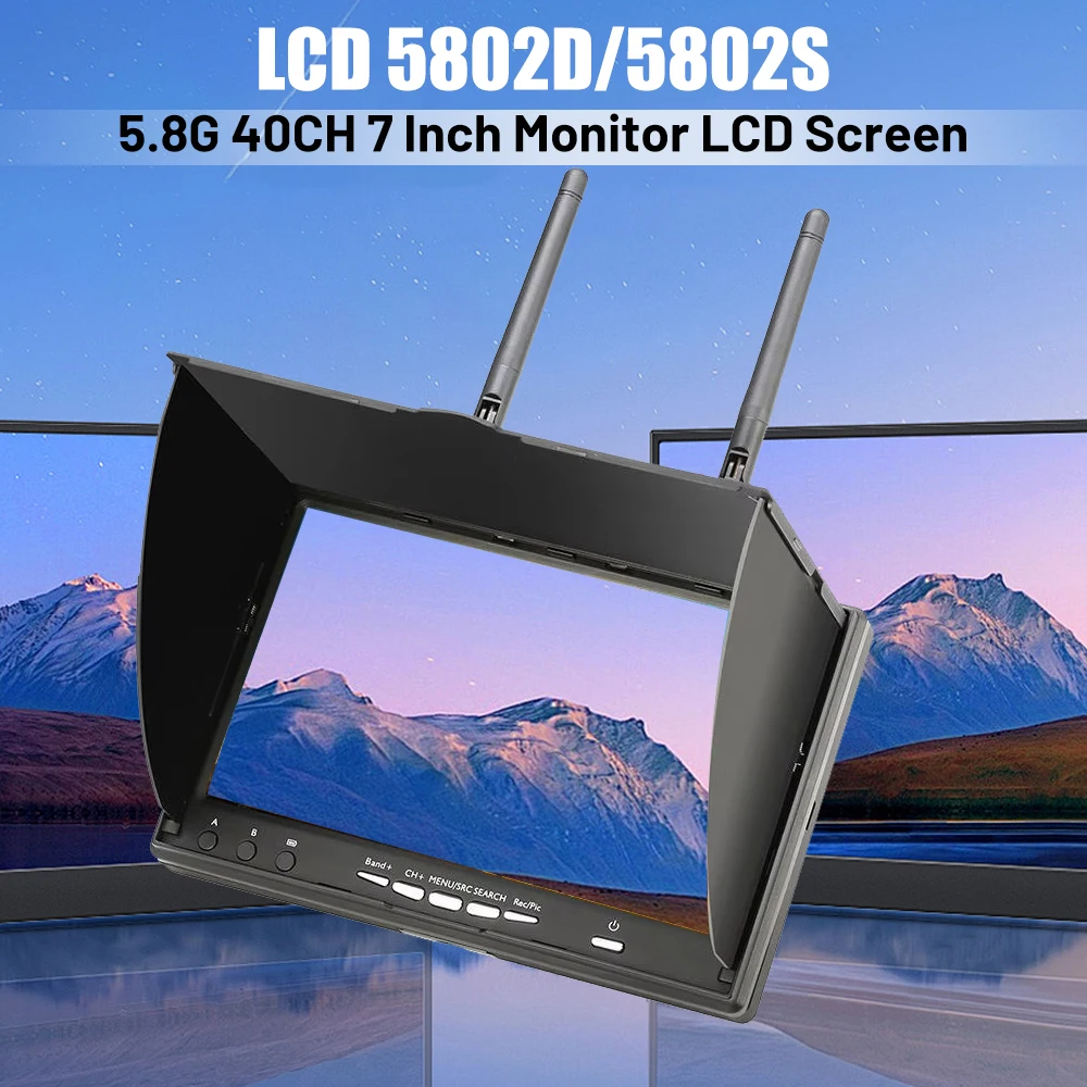 Lcd5802d lcd5802s 5,8g 40ch 7 inch race band fpv monitor eingebauter batterie video bildschirm für fpv multi