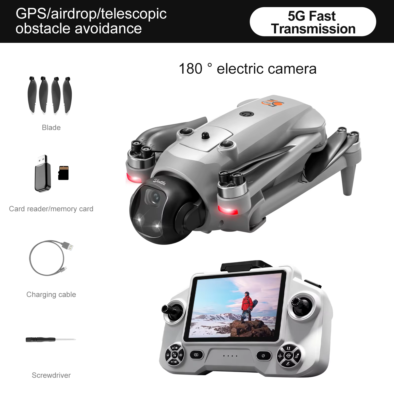 YL059 FPV GPS Quadcopter Drohne 8K HD Doppelkameras Ausdauerbar Hindernisumgehung LED-Touch Großer Bildschirm