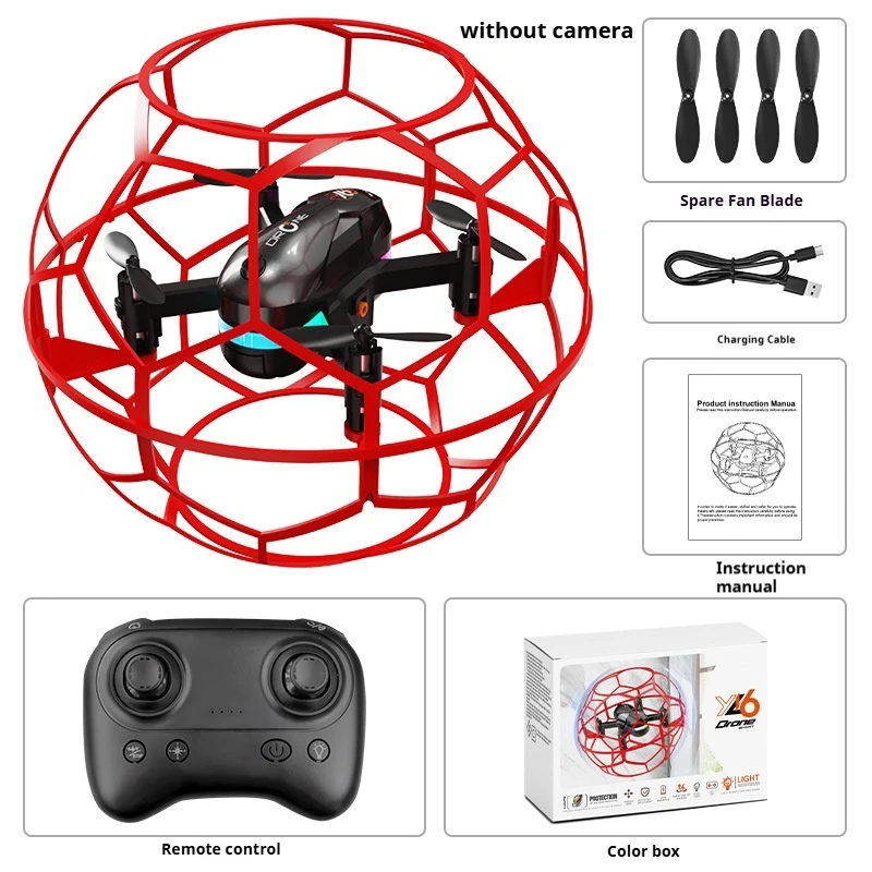 Yl16 RC Fliegender Ball Drohne Fußball-Quadcopter Stoßfest mit LED-Lichtern 2,4G Ein-Tasten-Start Automatische