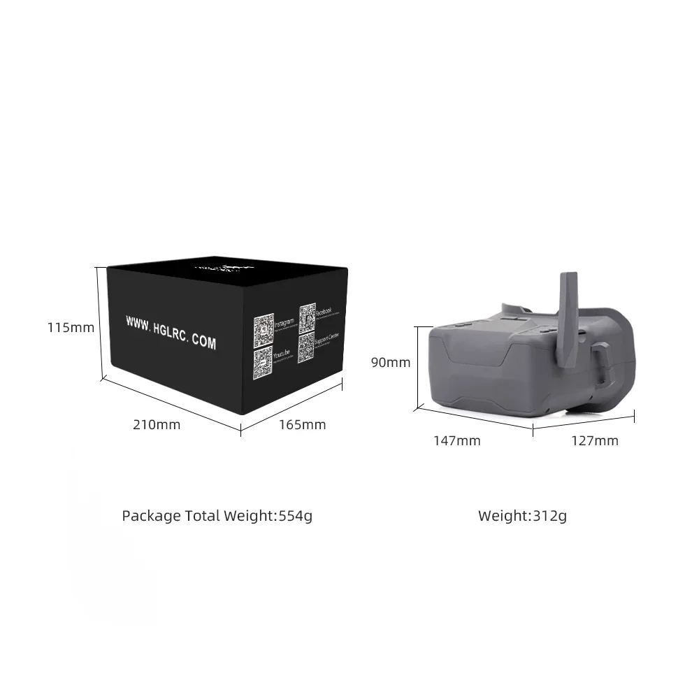 HGLRC VR001 5,8G FPV-Brille 4,3 Zoll 80CH Eingebauter DVR Typ-C – Bild 6