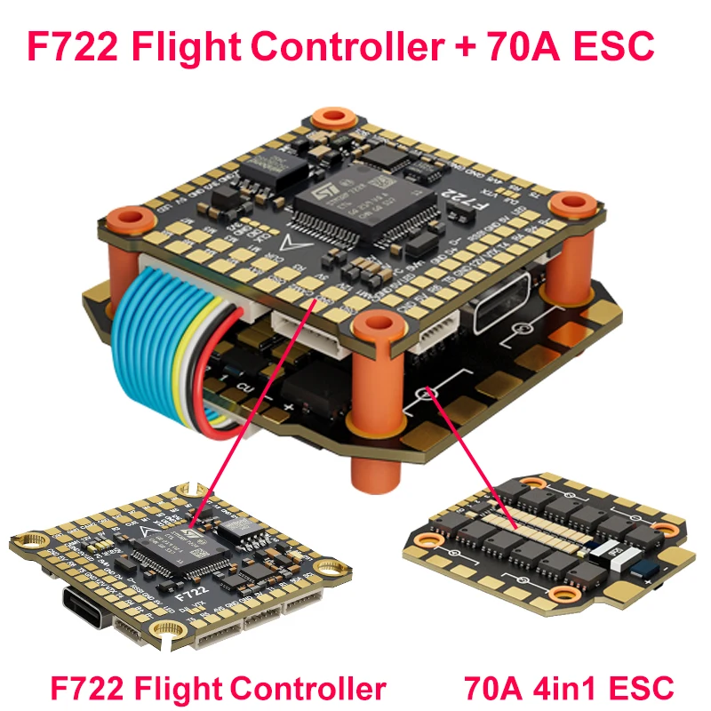DAKEFPV F722 60A Stack ICM42688P F722 Flight Controller BLHELI_S 60A 4in1 ESC 30,5X30,5mm 3-8S für FPV