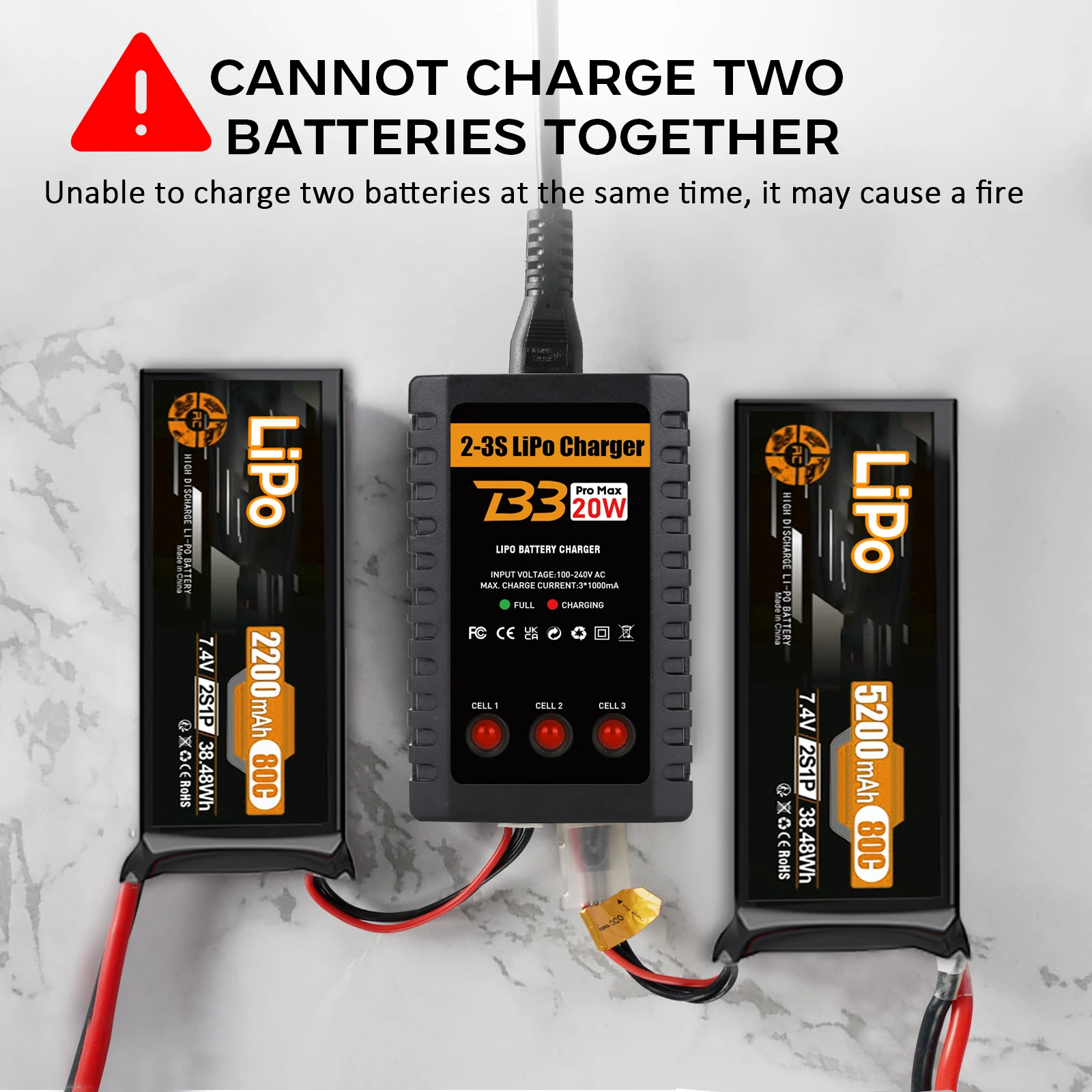HTRC B3 2S-3S Lipo-Akkuladegerät 110-220 V AC LED 20 W B3 – Bild 6