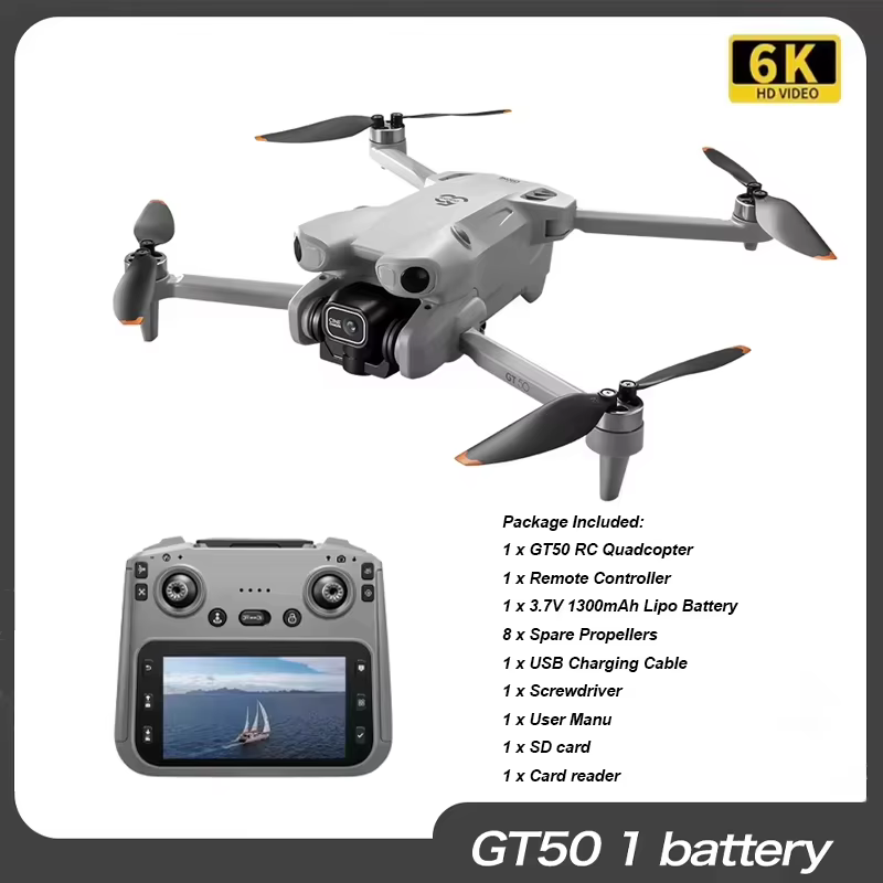 GT50 GPS-Drohne 8K HD Doppelkamera mit fotofähigem Bildschirm RC Bürstenlose Motoren Hindernisvermeidung
