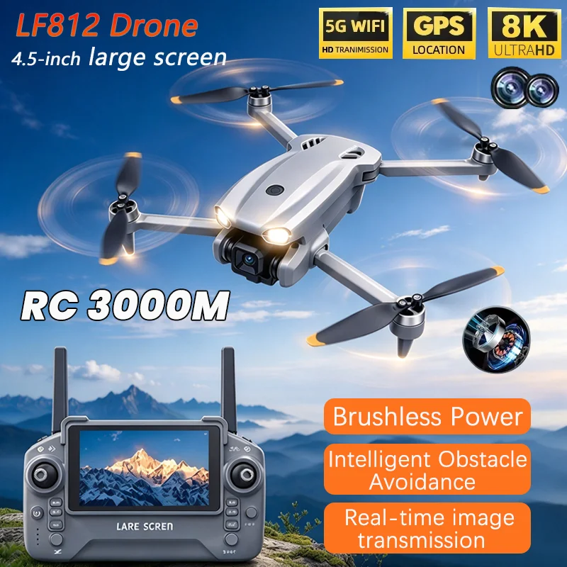 LF812 Drohne 4K/ Professionelle HD 360 ° Quadcopter-Spielzeug mit zwei Kameras, 5G, GPS, WLAN, bürstenlosen