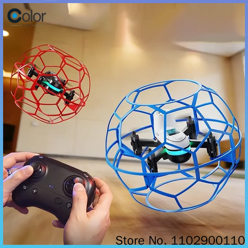 Yl16 RC Fliegender Ball Drohne Fußball-Quadcopter Stoßfest mit LED-Lichtern 2,4G Ein-Tasten-Start Automatische