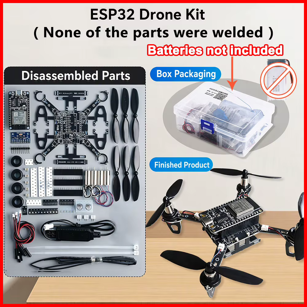 ESP32 DIY Mini-Drohnen-Kit Selbstbau-Quadcopter-Multirotor-Bausatz Programmierbar für STEM-Bildung