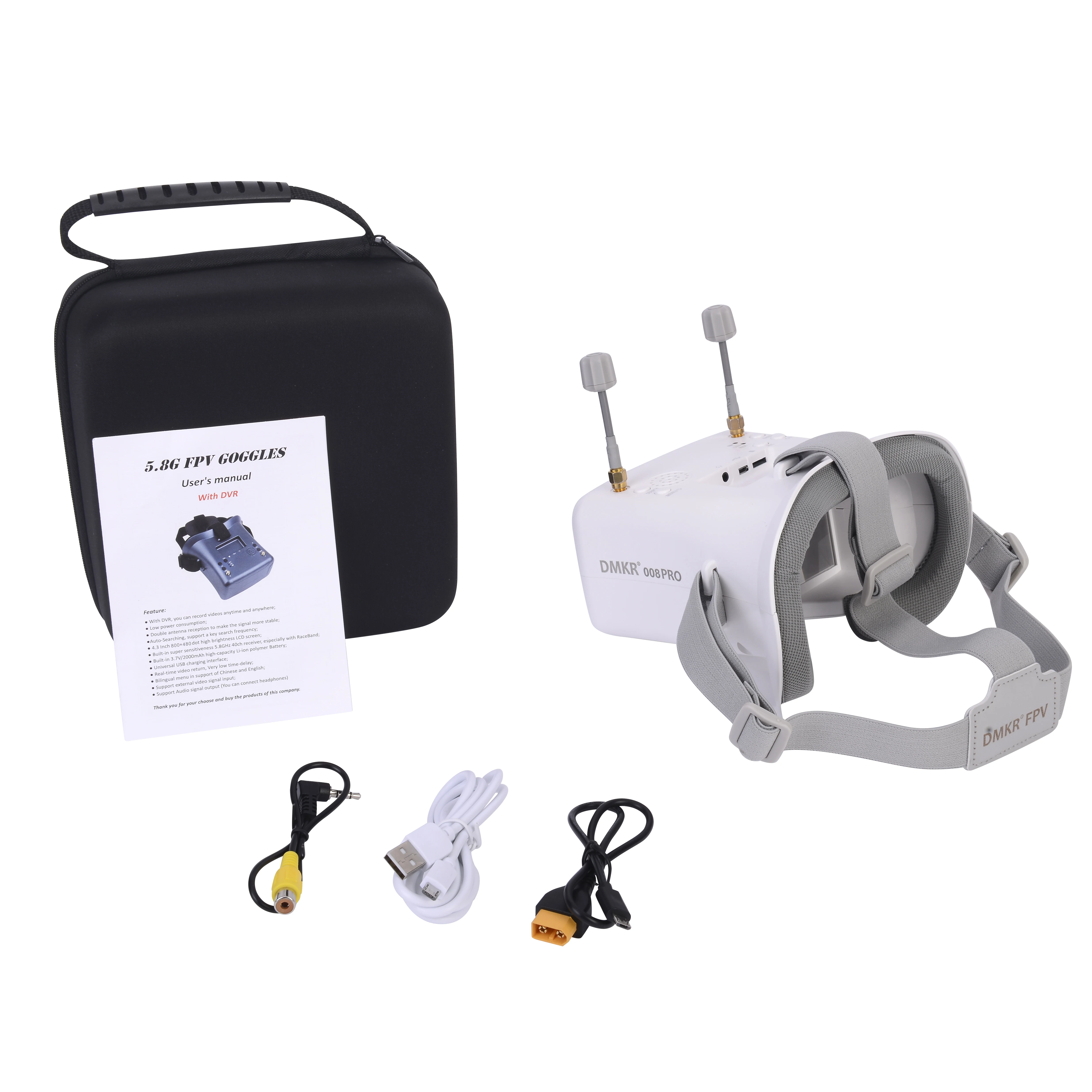 DMKR 008D PRO FPV Brille 5,8G 40ch Gebaut-in DVR 3,7 V/2000mAh – Bild 6