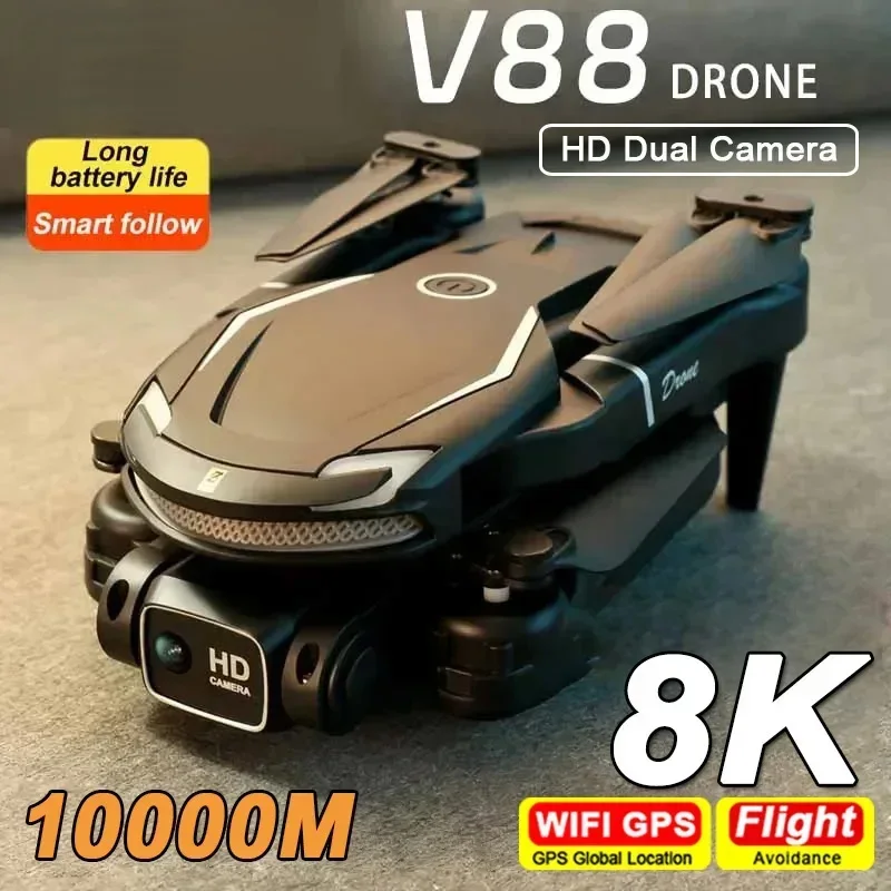 V88 Drohne 5G Professionelle HD-Doppelkamera Luftbildfotografie 15000M Ferngesteuertes Fluggerät Faltbarer