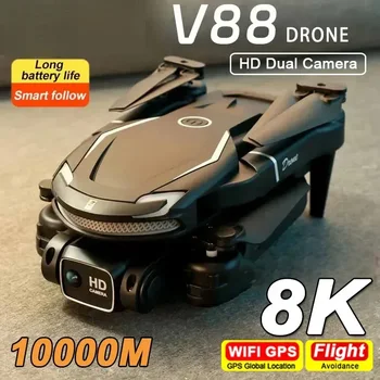 V88 Drohne 8K 5G Professionelle HD-Doppelkamera Luftbildfotografie 15000M Ferngesteuertes Fluggerät Faltbarer