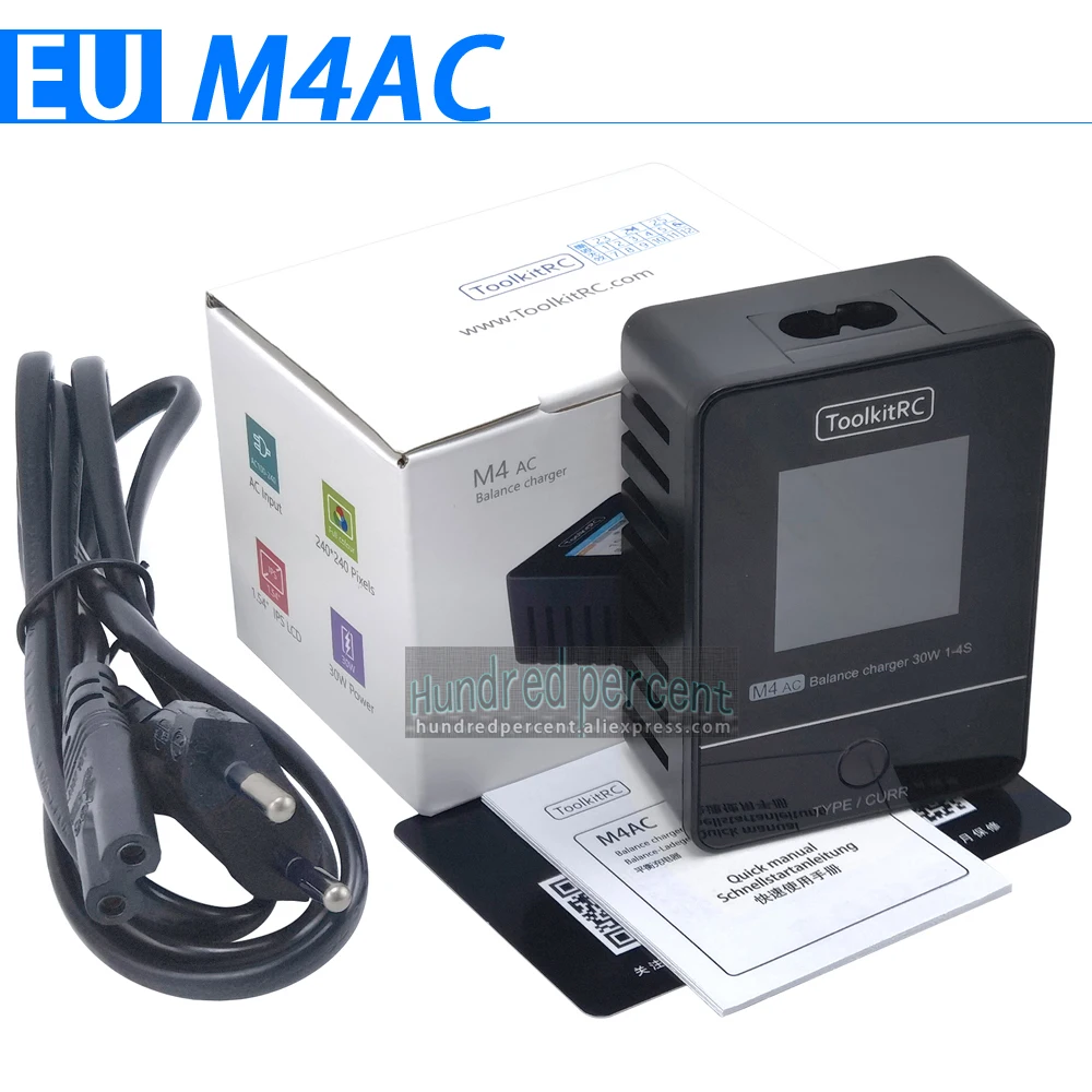 ToolkitRC M4AC 30W 2,5A Balancer-Ladegerät mit Farb-LCD-Bildschirm für 2S 3S 4S Lipo