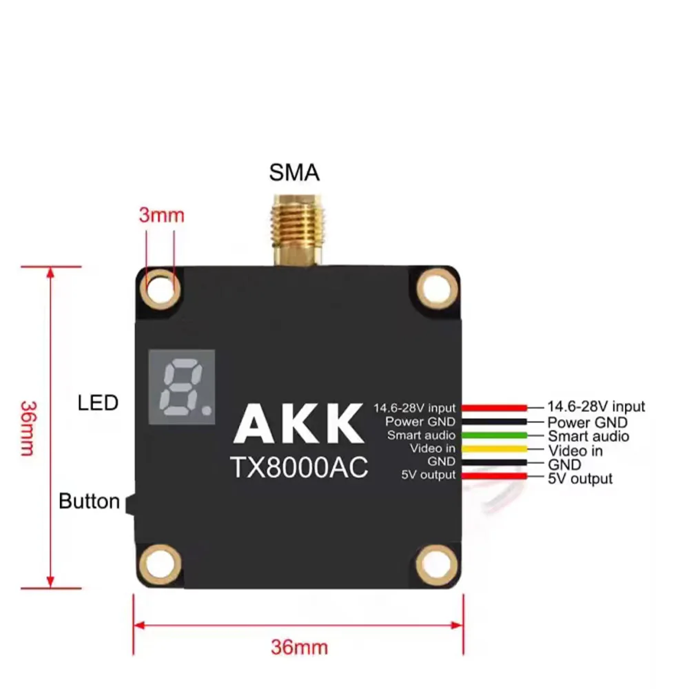 AKK FPV VTX TX8000AC Ultra-Langstrecken 80CH 8W 4.9G-6G – Bild 3