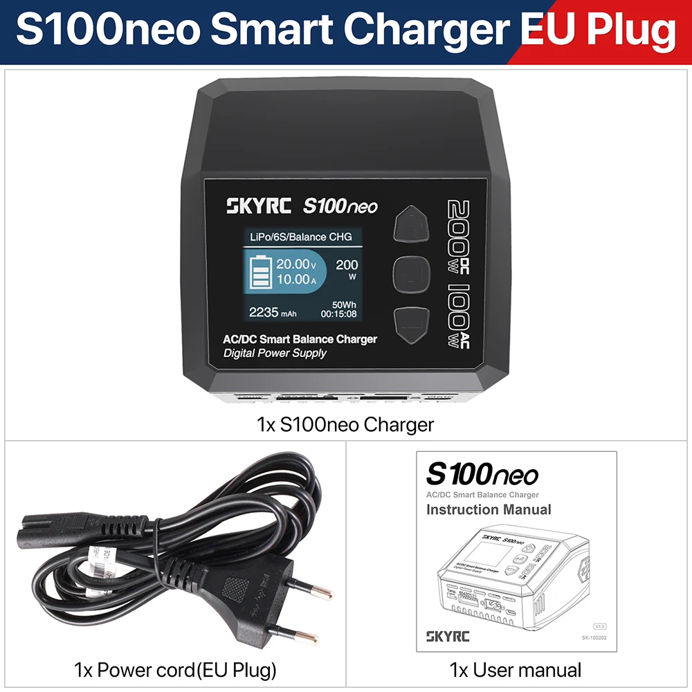 SkyRC S100neo Balancer-Ladegerät AC100W DC200W 12A Smart LiPo Akku RC-Ladegerät Entlader