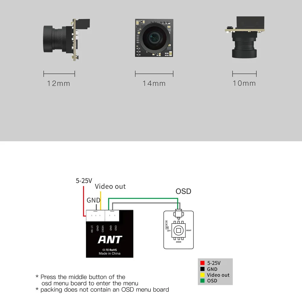 Caddx Ant Lite Analogkamera 1200TVL 1/3" CMOS PAL NTSC umschaltbare – Bild 6