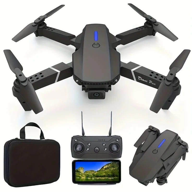 Mini-Drohne E88 mit Doppelkamera, ABS-Material, USB-wiederaufladbarer – Bild 4