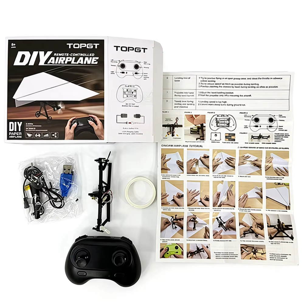 RC Papierflugzeug Elektrisches DIY RC Papierflugzeug-Set Faltbares Ferngesteuertes Flugzeug Leichtes Stabiles