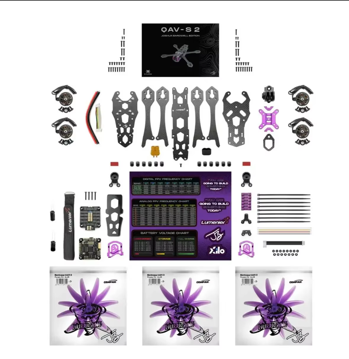 Anfänger DIY FPV Drohnen-Kit - QAV-S 2 Joshua Bardwell SE 5 Zoll - HD Ready/Analog 5 Zoll RC FPV Quadcopter