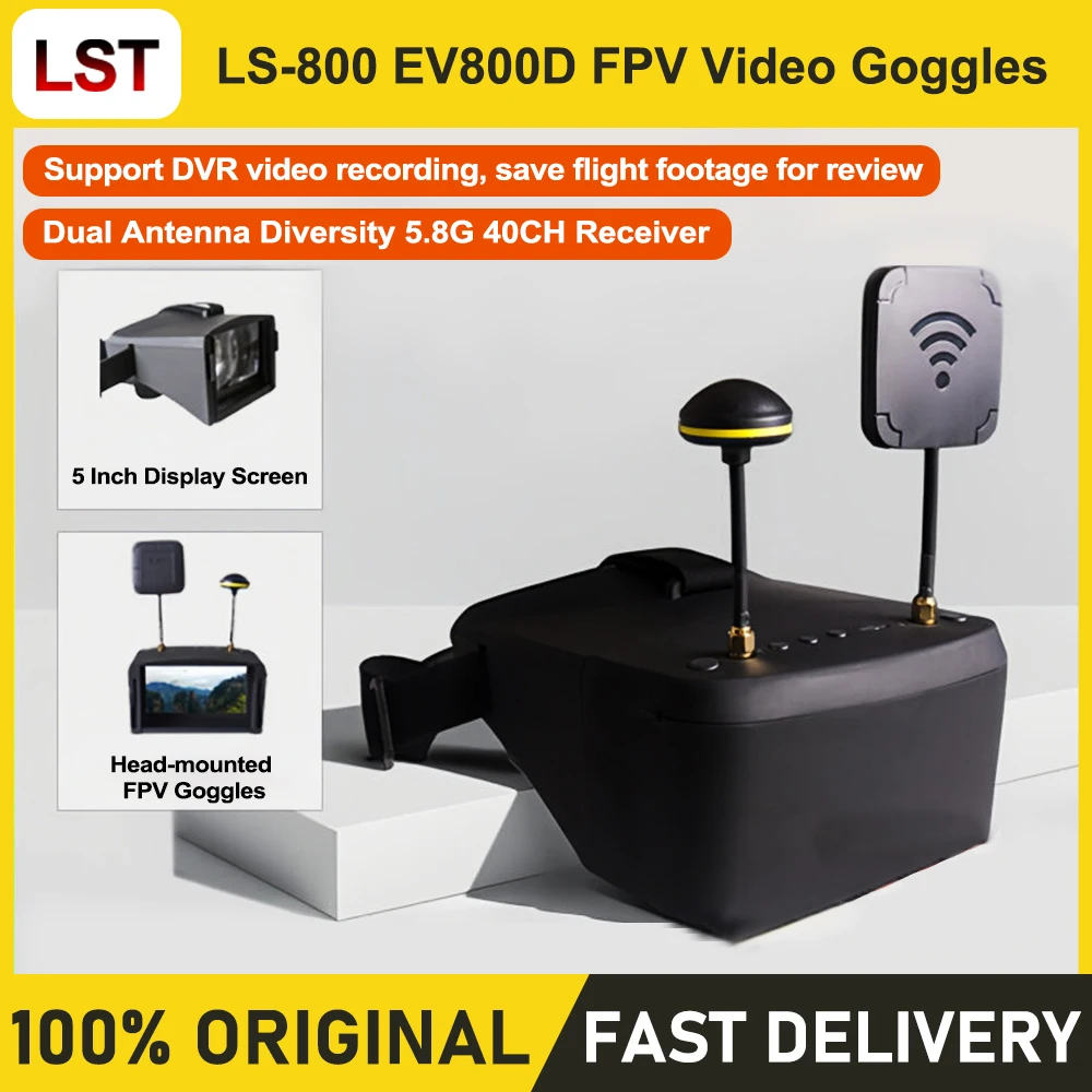 Lst LS-800D fpv brille ev800d 5,8g 40ch empfänger 5 zoll 800*480 lcd bildschirm video headset hd dvr divers
