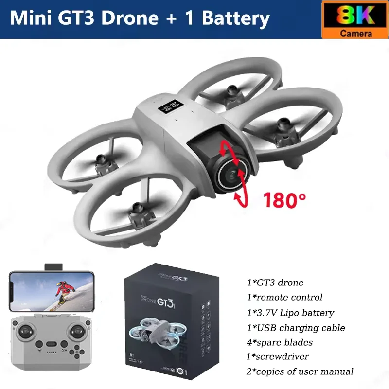 GT3 Mini RC Drohne 8K HD Doppelkameras 5G WIFI FPV Fotografie-Helikopter Bürstenloser Quadcopter