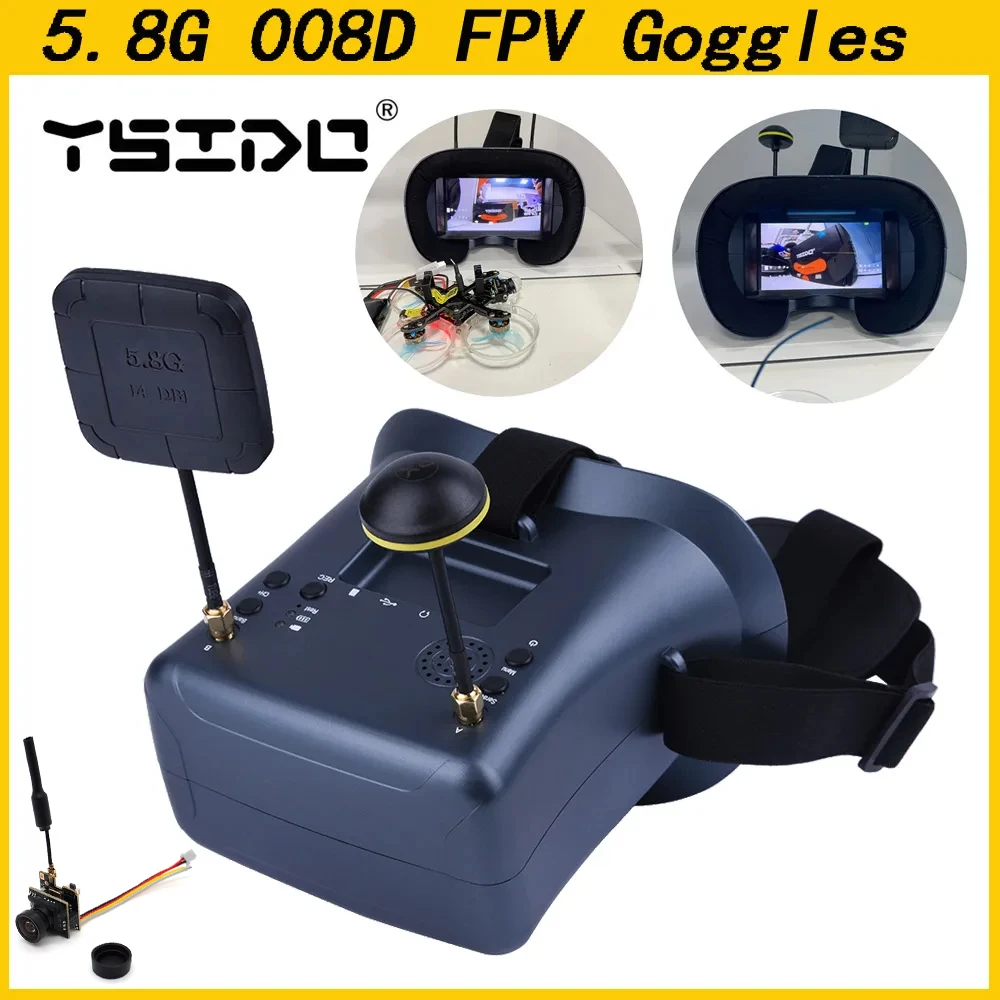 008D 5,8G 40CH 4,3 Zoll 800*480 Video Headset HD DVR Diversity FPV Brille Mit Batterie Kamera für EV800D RC