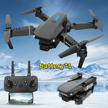 Mini-Drohne E88 mit Doppelkamera, ABS-Material, USB-wiederaufladbarer Lithium-Akku, faltbarer Körper, leicht